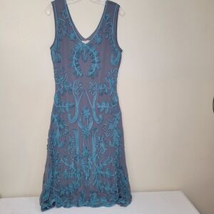 Sundance Catalog Sleeveless Midi Teal/Gray Embroidered "Madelyn Mae Dress" XL